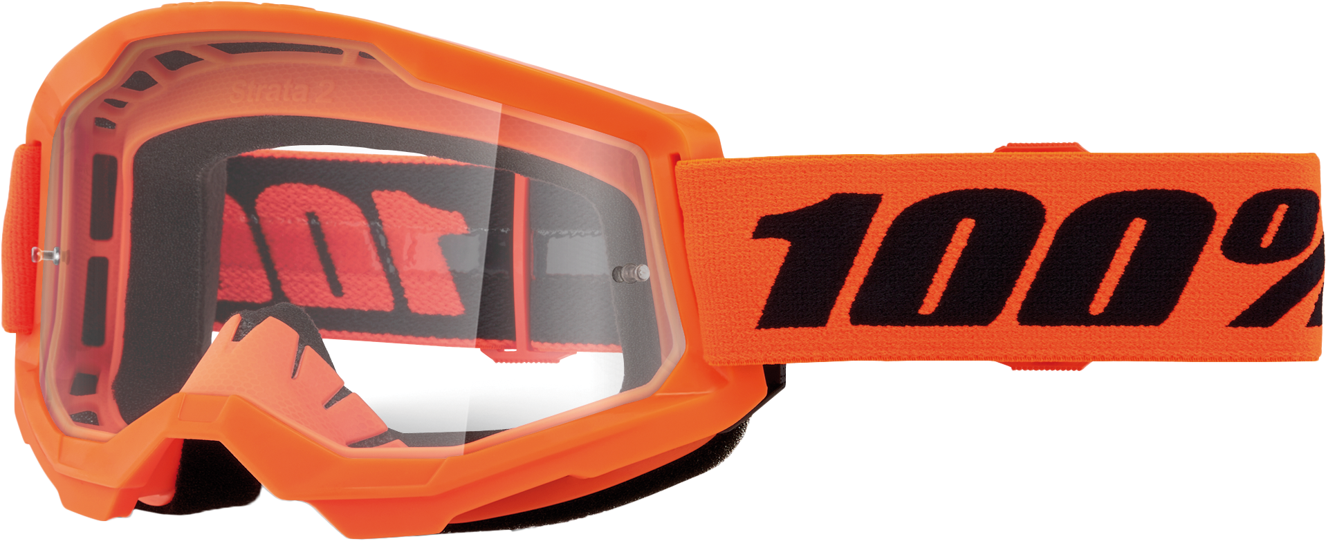 100-Percent Strata 2 Junior Goggle Neon Orange Clear Lens - Youth Ski and Snowboard Goggles