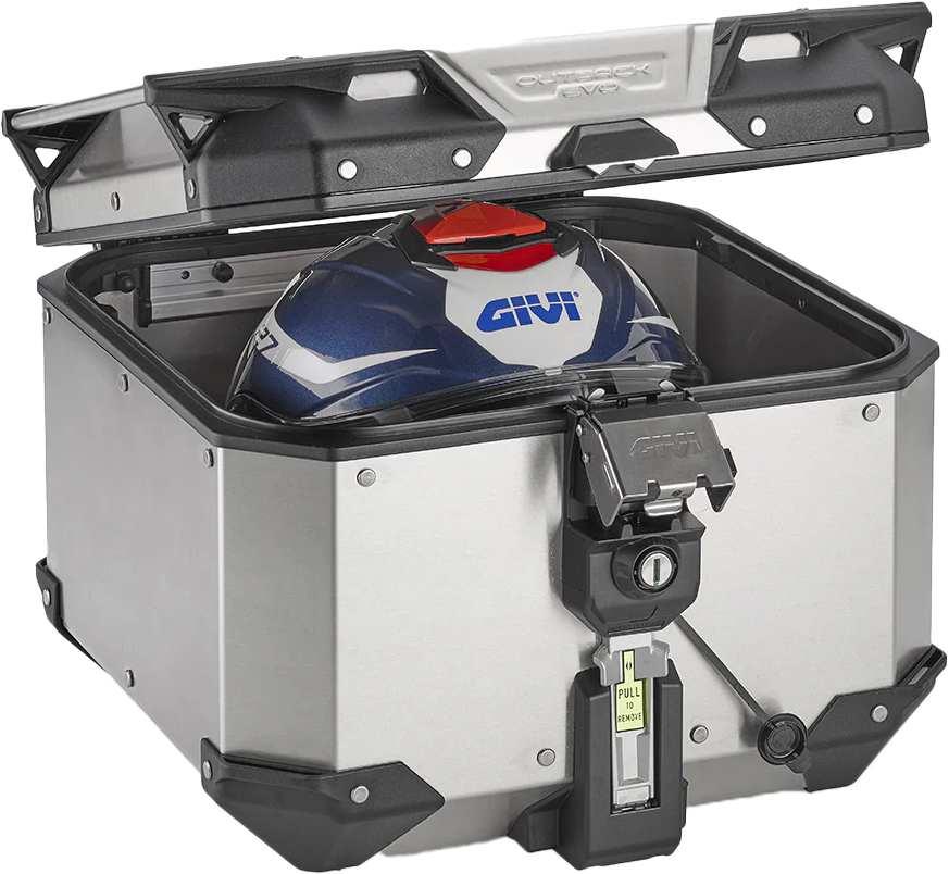GIVI Outback Evo Smart Top Case 42L Silver - Secure Modular Motorcycle Storage with Monokey System