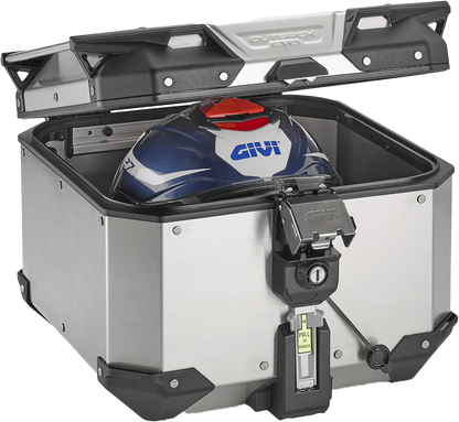 GIVI Outback Evo Smart Top Case 42L Silver - Secure Modular Motorcycle Storage with Monokey System