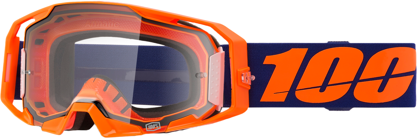 100 Percent Armatic Goggle Neon Orange Clear Lens with Quick-Release System