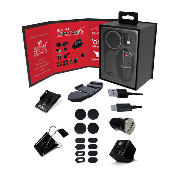 Uclear Motion 6 Single by UCLEAR - Advanced Bluetooth Motorcycle Helmet Communications System with DynaMESH Intercom and 18-Hour Battery Life