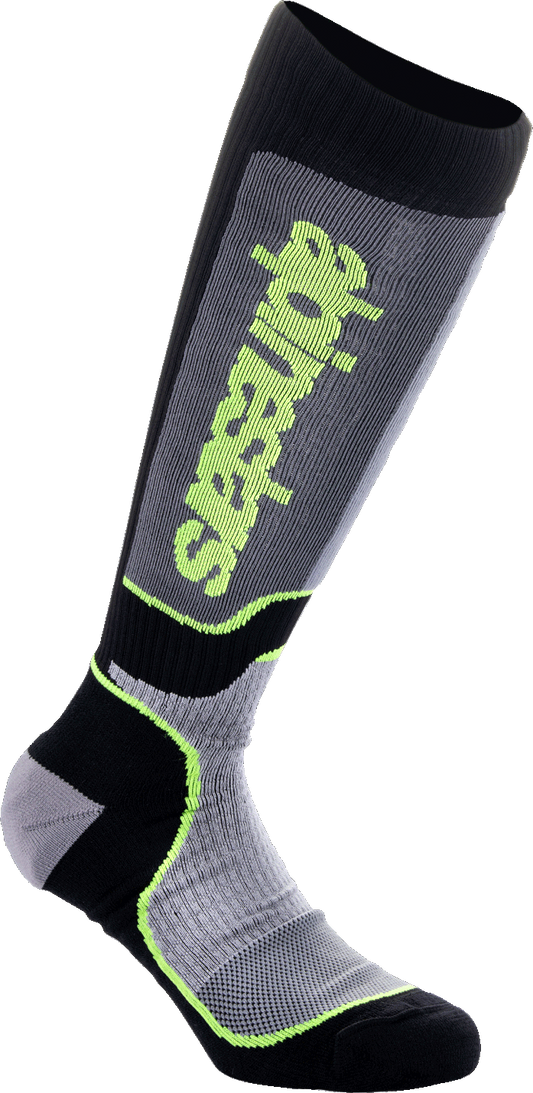 ALPINESTARS YOUTH MX PLUS SOCKS BLK/GREY/YLW FLUO MD/LG