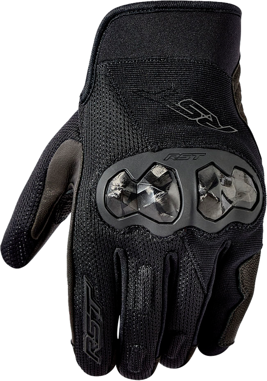 RST Women's Jetstream Gloves Black Textile Large - Breathable Motorcycle Gloves with CE Level 1 KP Certification