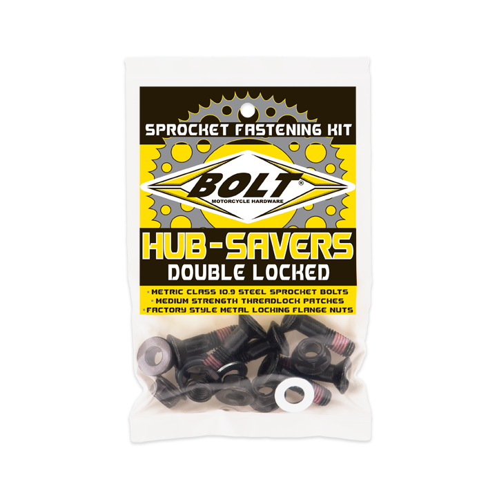 BOLT Sprocket Fasteners Black 6-Pack for Yamaha, Kawasaki, KTM, Husqvarna & Honda Models