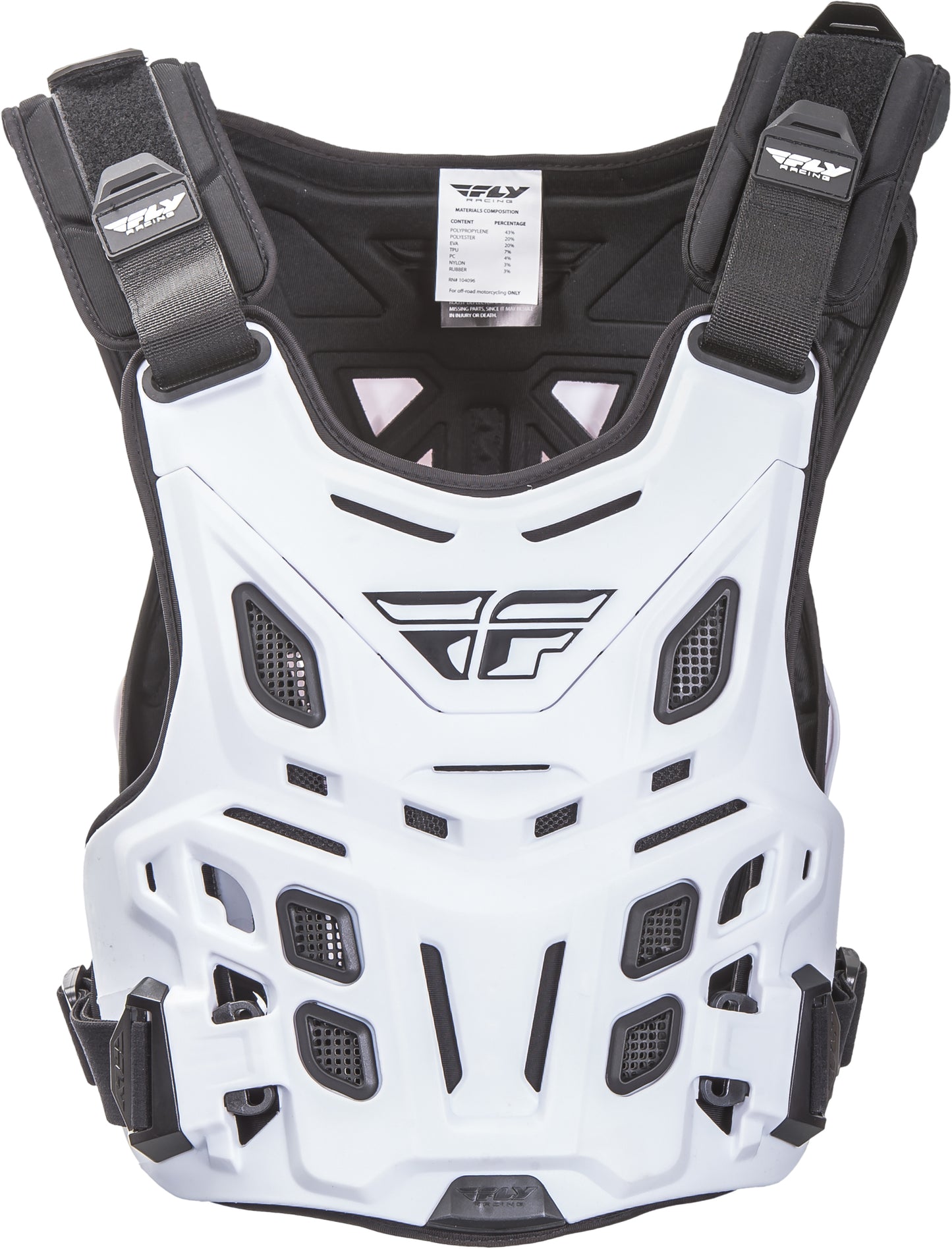 Fly Racing Revel Race Roost Guard White – Impact-Resistant Motorcycle Chest Protector with BioFoam Technology
