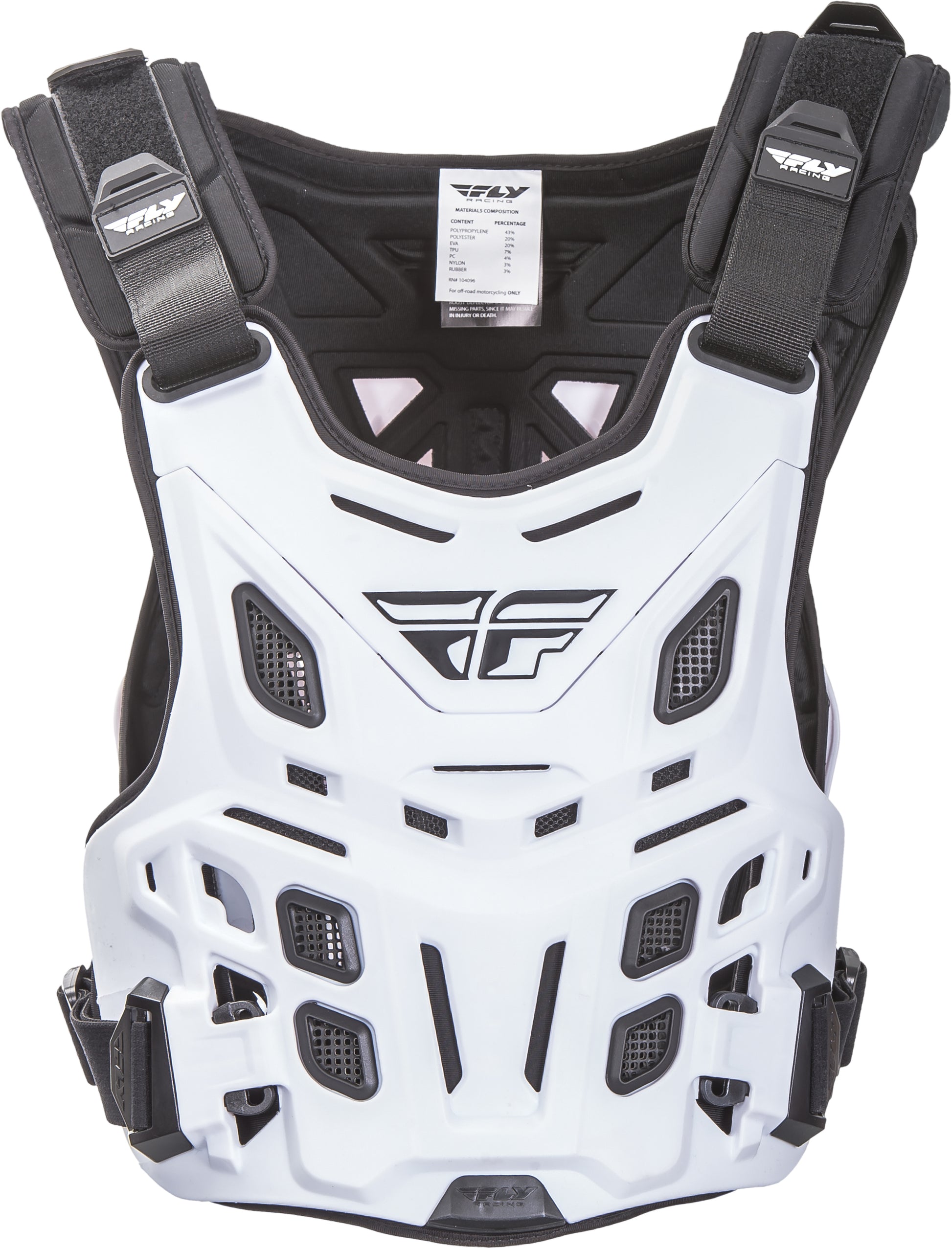 Fly Racing Revel Race Roost Guard White – Impact-Resistant Motorcycle Chest Protector with BioFoam Technology