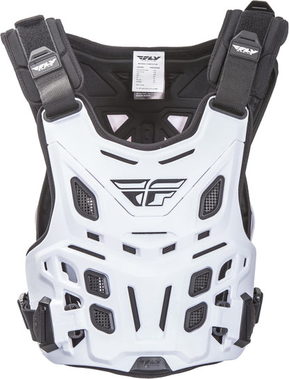 Fly Racing Revel Race Roost Guard White – Impact-Resistant Motorcycle Chest Protector with BioFoam Technology