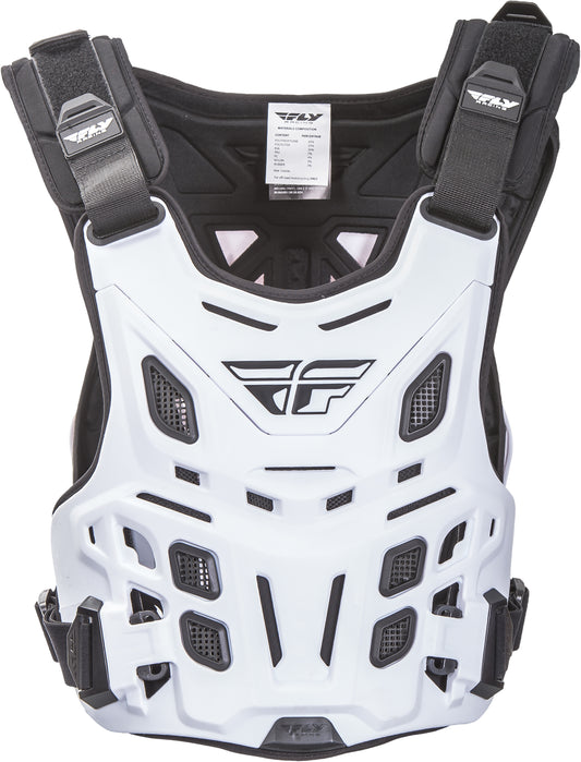 Fly Racing Revel Race Roost Guard White – Impact-Resistant Motorcycle Chest Protector with BioFoam Technology