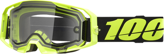 100-Percent Armatic Enduro Moto Goggle Neon Yellow Clear with Quick-Release Lens System