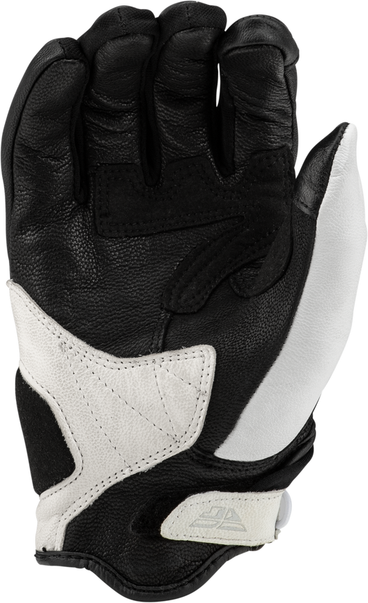 Fly Racing Venus Gloves Black/White Large - Reinforced Leather and Touchscreen Compatibility