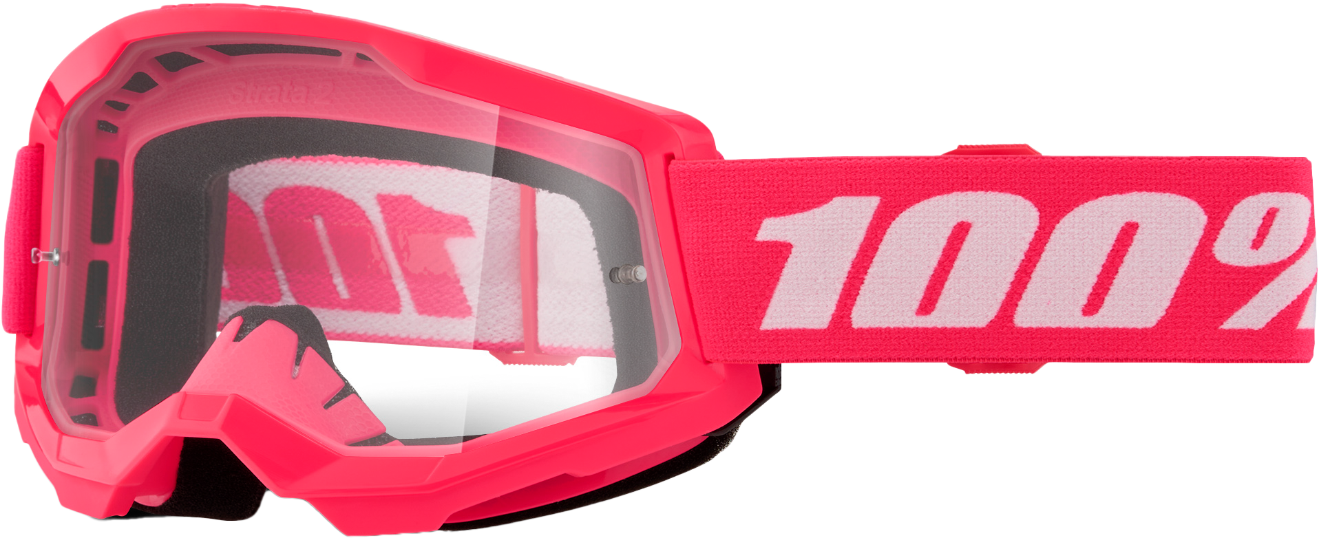 100-Percent Strata 2 Goggle Pink Clear Lens – Premium Performance MTB and Trail Riding Eye Protection