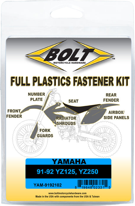 BOLT OEM Full Plastic Fastener Kit for Yamaha YZ Models - Part YAM-9192102