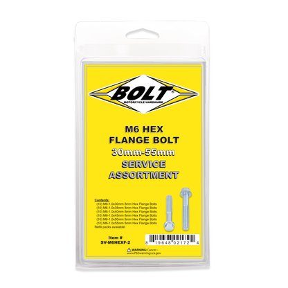 BOLT M6 8mm Hex Flange Bolt Assortment Kit (60 Pieces) - Model SV-M6HEXF-20