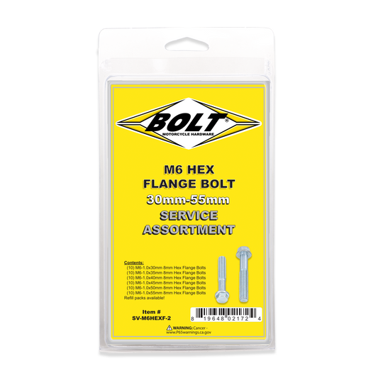 BOLT M6 8mm Hex Flange Bolt Assortment Kit (60 Pieces) - Model SV-M6HEXF-20