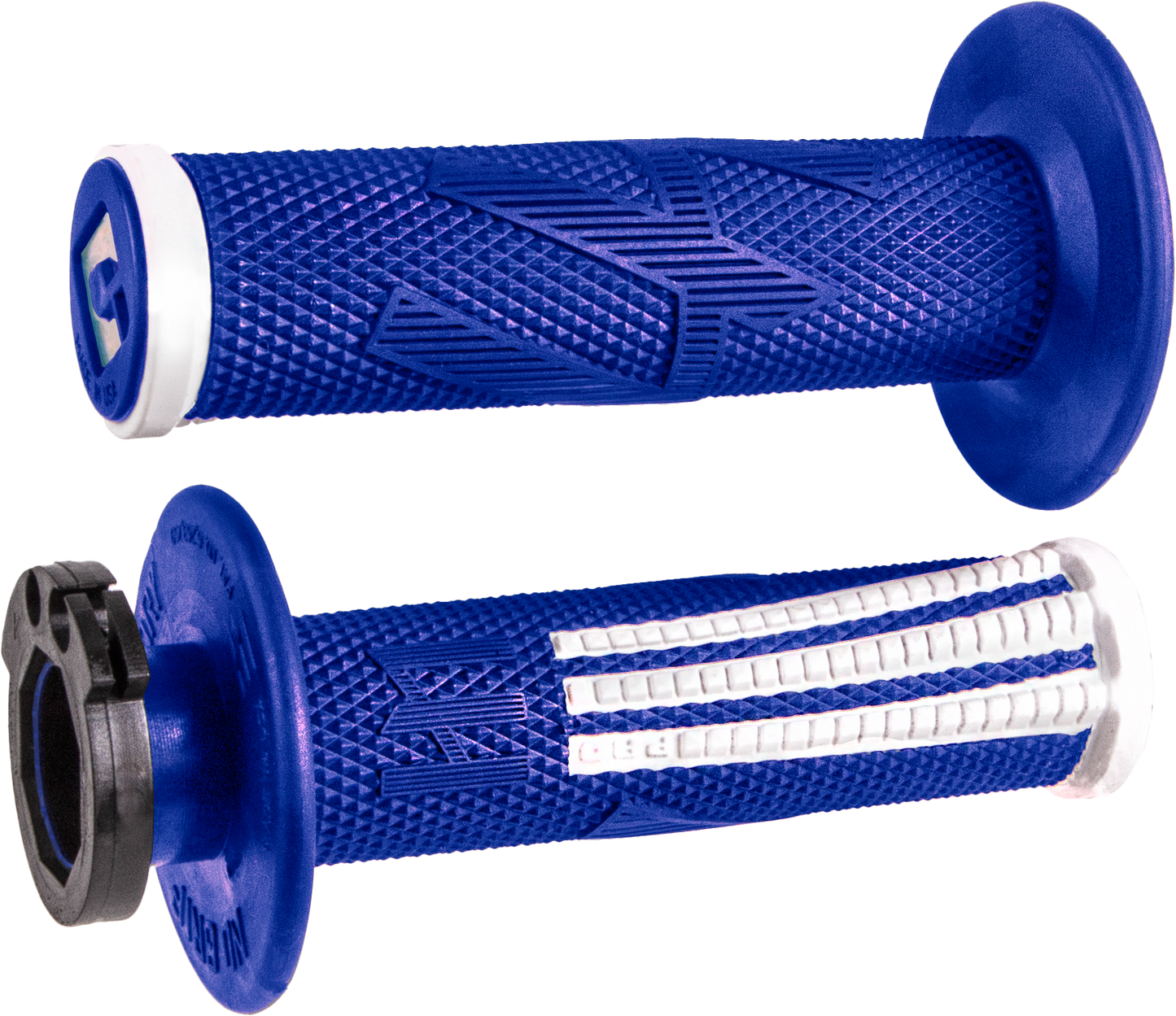 ODI Emig2 Pro V2 Lock-On Grip Blue/White - Signature MX Motorcycle Handlebar Grip with Soft Compound and Aluminum Reinforced Ends