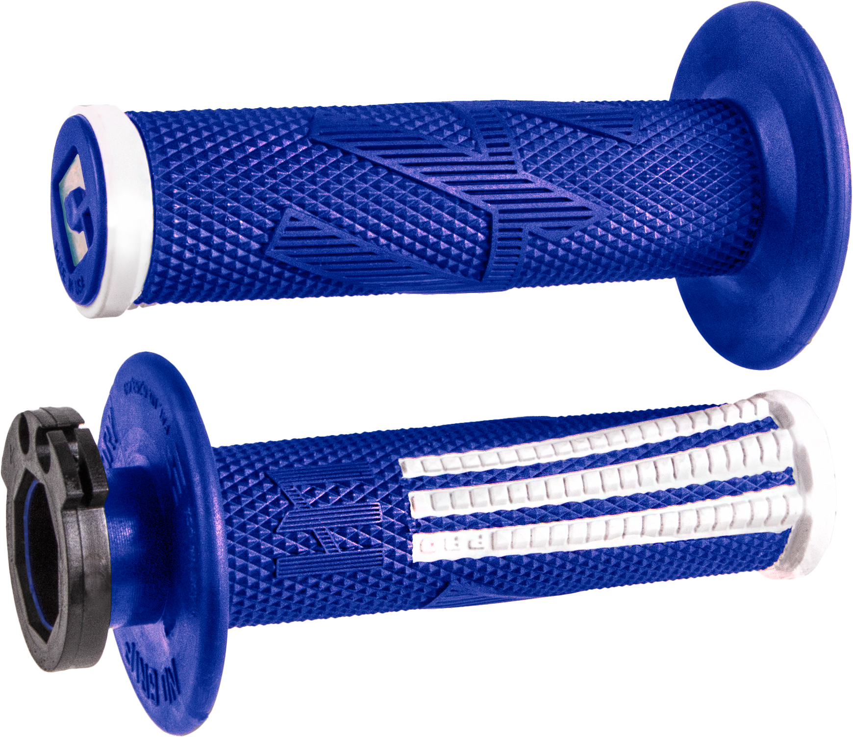 ODI Emig2 Pro V2 Lock-On Grip Blue/White - Signature MX Motorcycle Handlebar Grip with Soft Compound and Aluminum Reinforced Ends