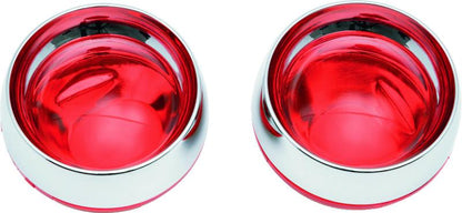 Kuryakyn Deep Dish Bezels with Red Lenses for Kawasaki Vulcan 2000 and Honda VTX1800 Series