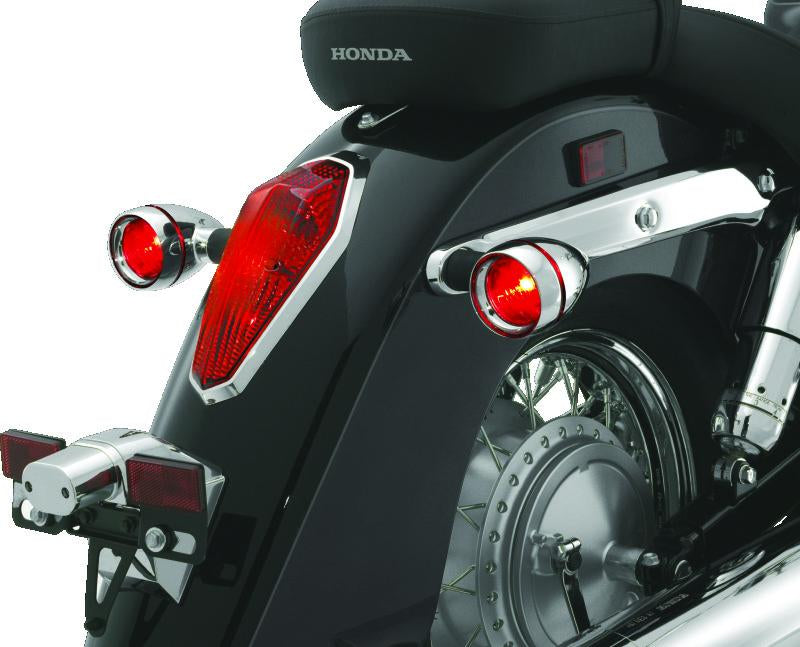 Kuryakyn Deep Dish Bezels with Red Lenses for Kawasaki Vulcan 2000 and Honda VTX1800 Series