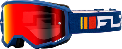 Fly Racing Zone Goggle Youth Navy/White w/Red Mirror/Smoke Lens