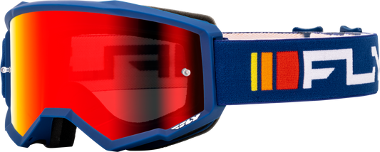 Fly Racing Zone Goggle Youth Navy/White w/Red Mirror/Smoke Lens