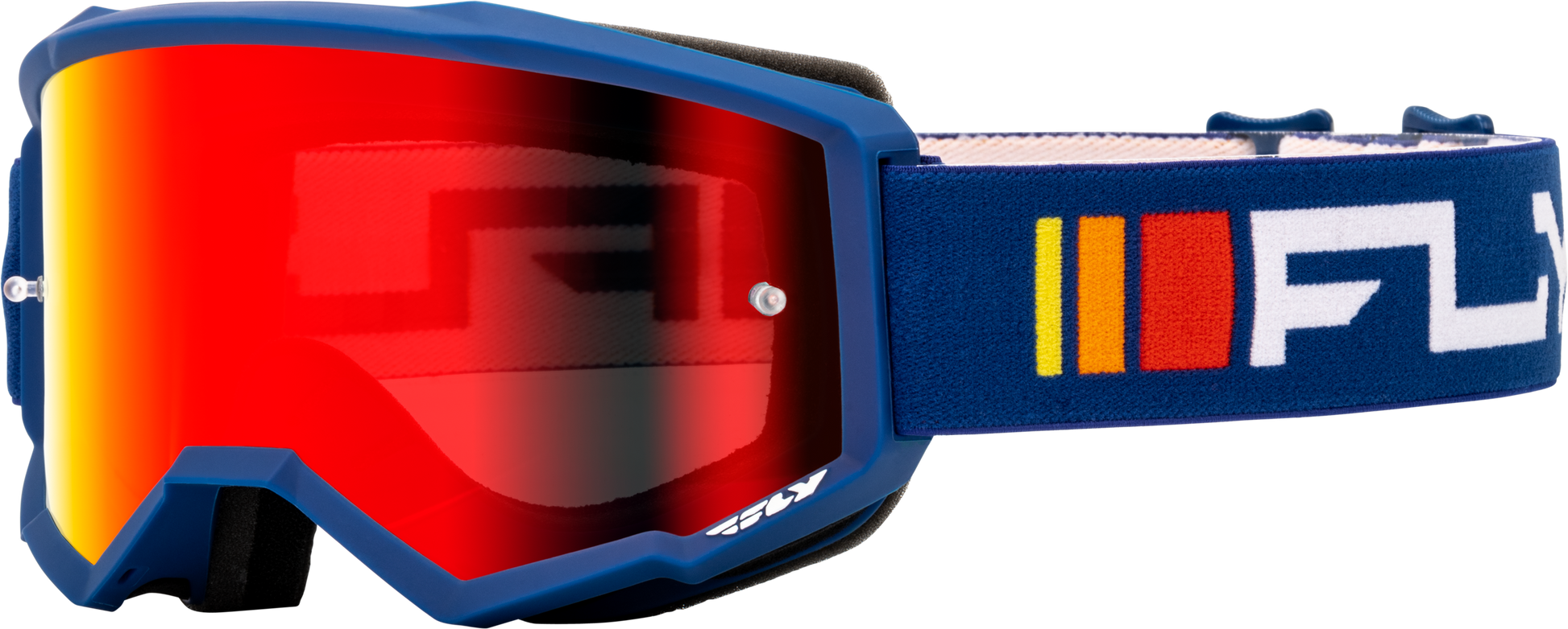 FLY Racing Zone Goggle Navy/White with Red Mirror/Smoke Lens