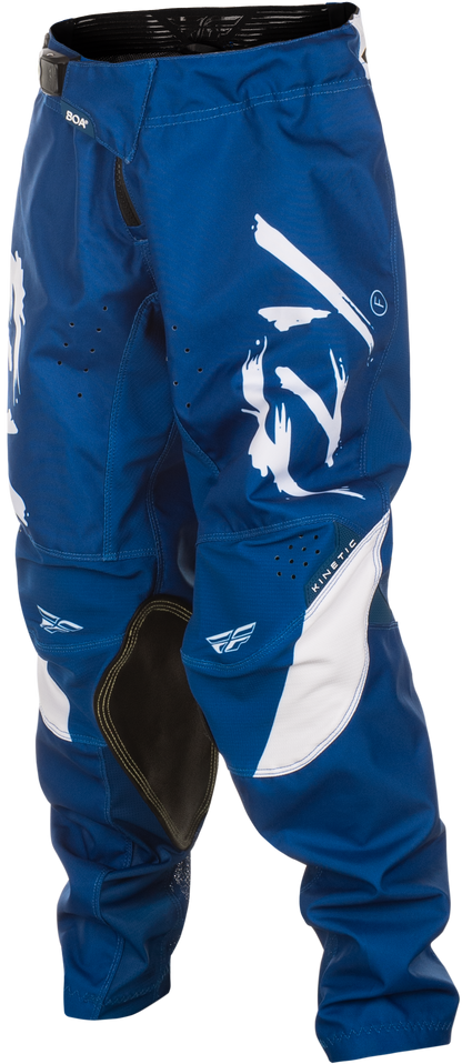 Fly Racing Youth Kinetic Stoke Pants Navy/White Size 22 - Durable and Comfortable Riding Gear