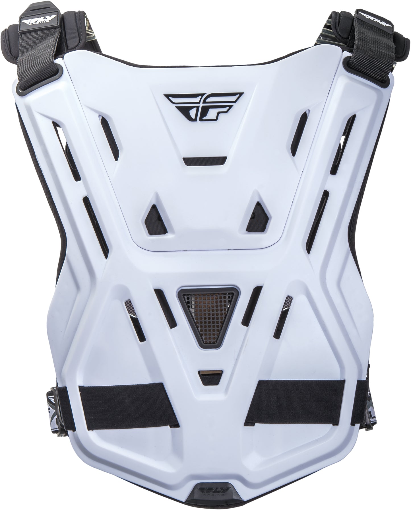Fly Racing Revel Race Roost Guard White – Impact-Resistant Motorcycle Chest Protector with BioFoam Technology