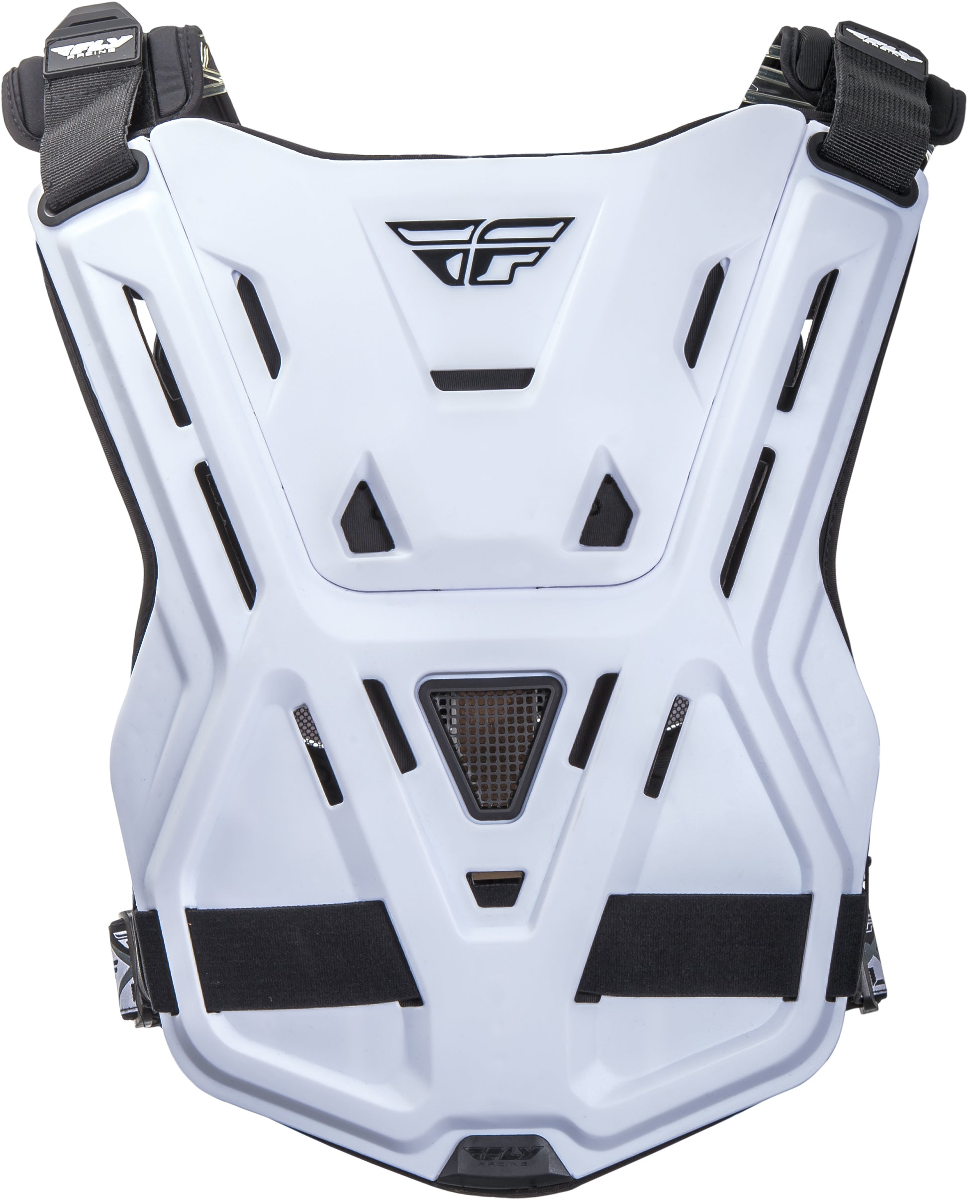 Fly Racing Revel Race Roost Guard White – Impact-Resistant Motorcycle Chest Protector with BioFoam Technology