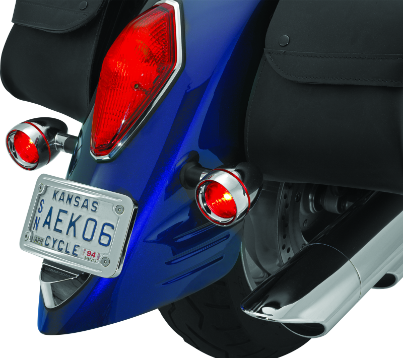 Kuryakyn Deep Dish Bezels with Red Lenses for Kawasaki Vulcan 2000 and Honda VTX1800 Series