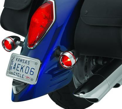 Kuryakyn Deep Dish Bezels with Red Lenses for Kawasaki Vulcan 2000 and Honda VTX1800 Series