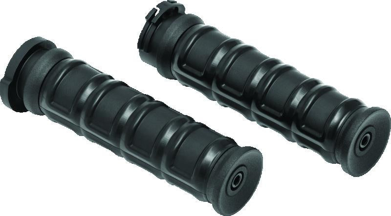 Kuryakyn Dillinger Grips Dual Cable Satin Black – Aggressive Control with Vibration Dampening