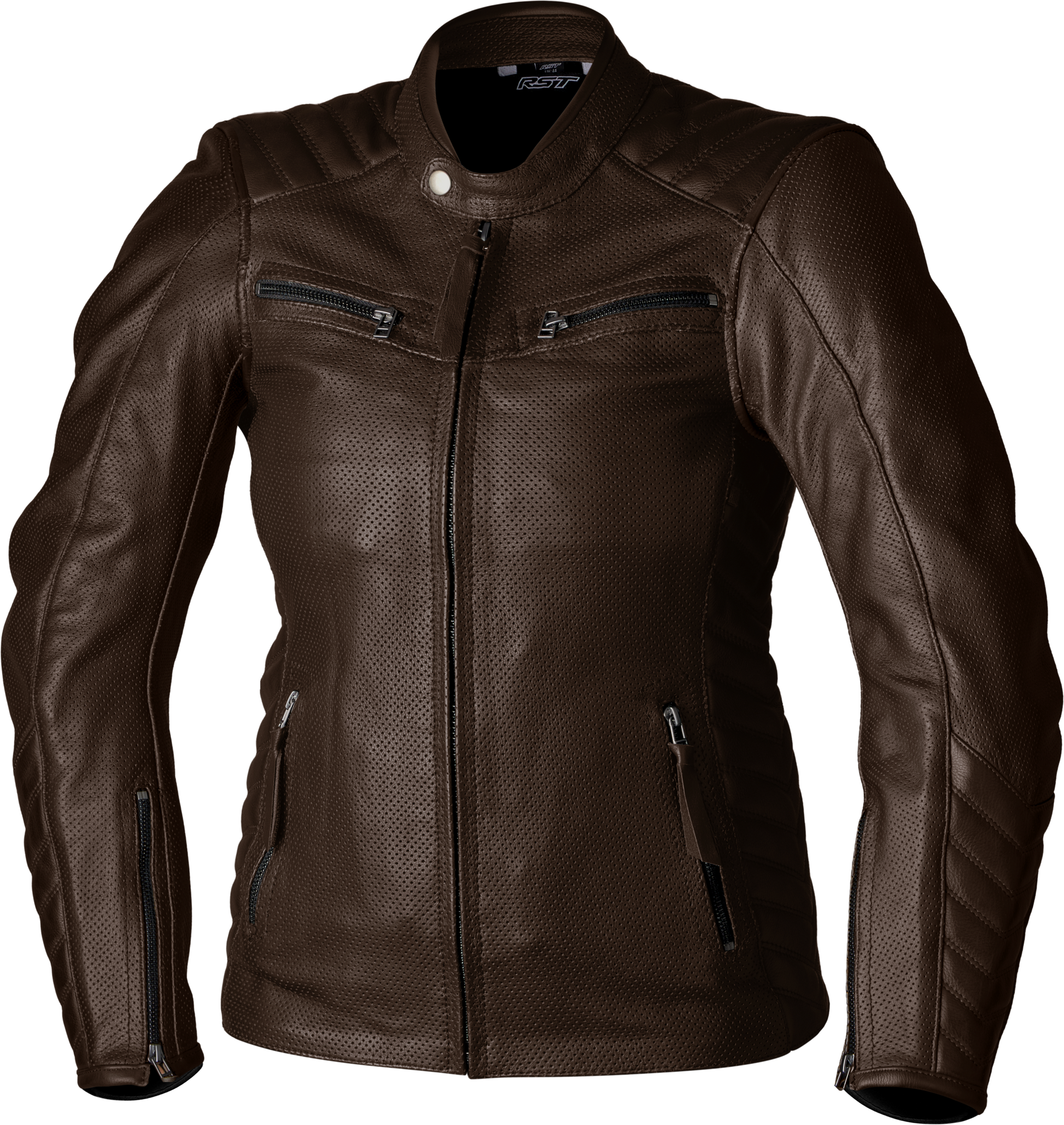 RST Ladies Roadster Air CE Leather Jacket Brown XS – Lightweight Motorcycle Outerwear with Perforated Leather and Mesh Liner