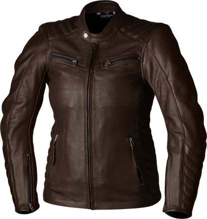 RST Ladies Roadster Air CE Leather Jacket Brown XS – Lightweight Motorcycle Outerwear with Perforated Leather and Mesh Liner