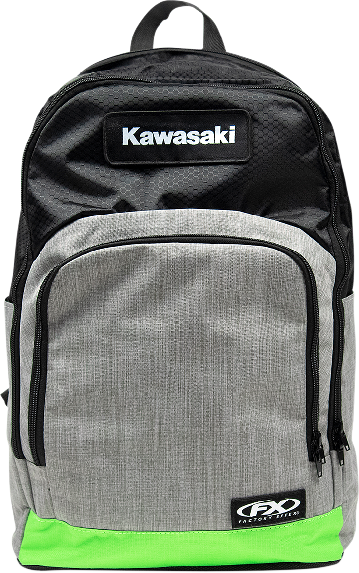 FACTORY EFFEX Kawasaki Standard Backpack - Black, Gray & Green with Padded Laptop Storage