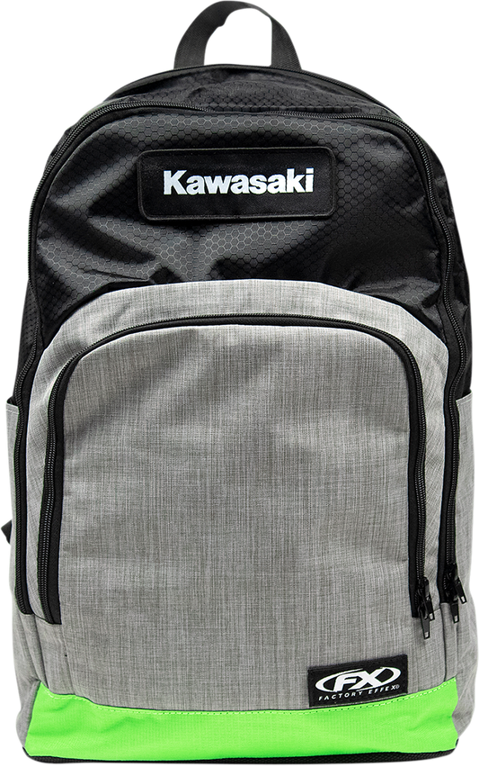 FACTORY EFFEX Kawasaki Standard Backpack - Black, Gray & Green with Padded Laptop Storage