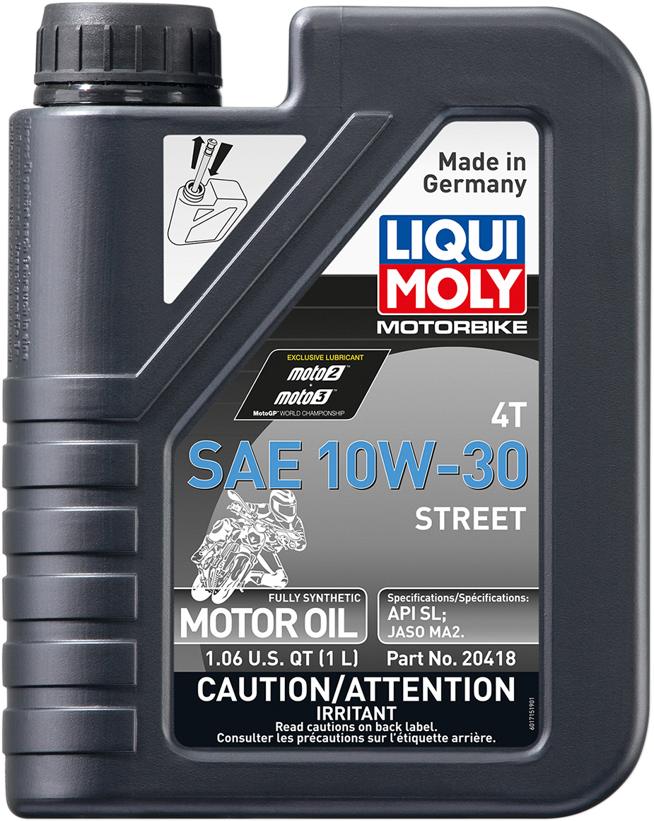 LIQUI MOLY Street 4T Oil 10W-30 - 1 Liter (Part #20418) for Motorcycle Engines