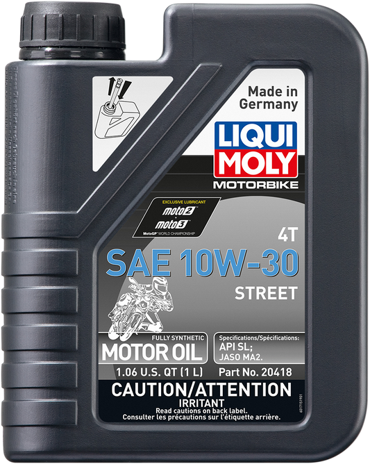 LIQUI MOLY Street 4T Oil 10W-30 - 1 Liter (Part #20418) for Motorcycle Engines