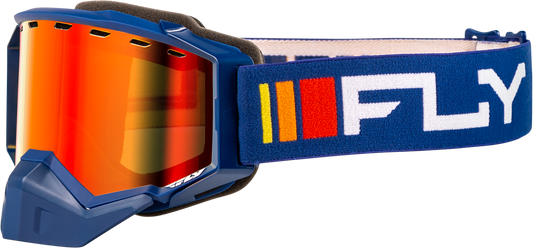 Fly Racing Zone Snow Goggle Navy/White with Red Mirror & Amber Lens