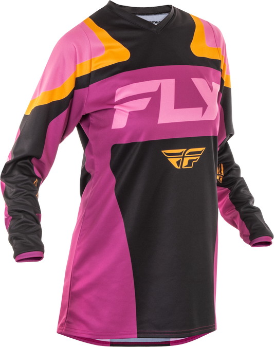 WOMEN'S F-16 JERSEY BLACK/MAUVE/YELLOW MD