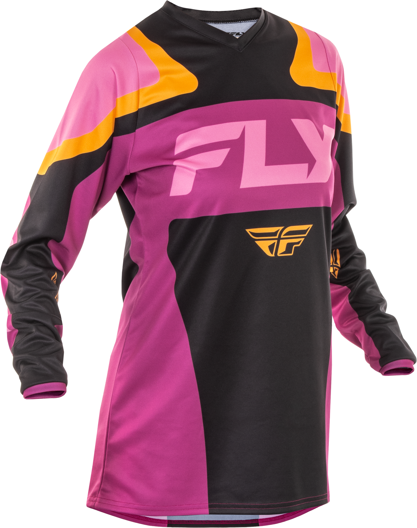 WOMEN'S F-16 JERSEY BLACK/MAUVE/YELLOW LG