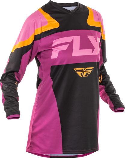 WOMEN'S F-16 JERSEY BLACK/MAUVE/YELLOW MD