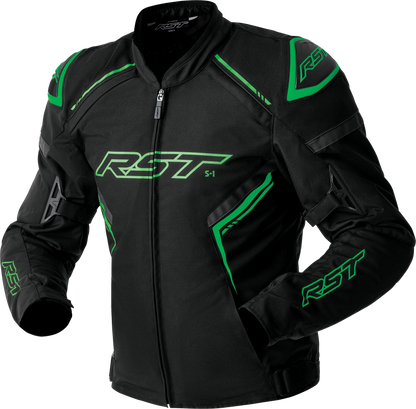 RST S1 D3o Textile Jacket Black/Grey/Flo Green Small - Durable Motorcycle Gear