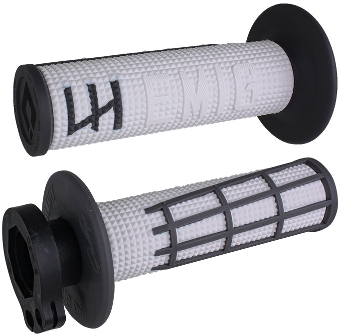 ODI Emig 2.0 V2 Lock On Grip White/Graphite – Enhanced MX and Off-Road Performance