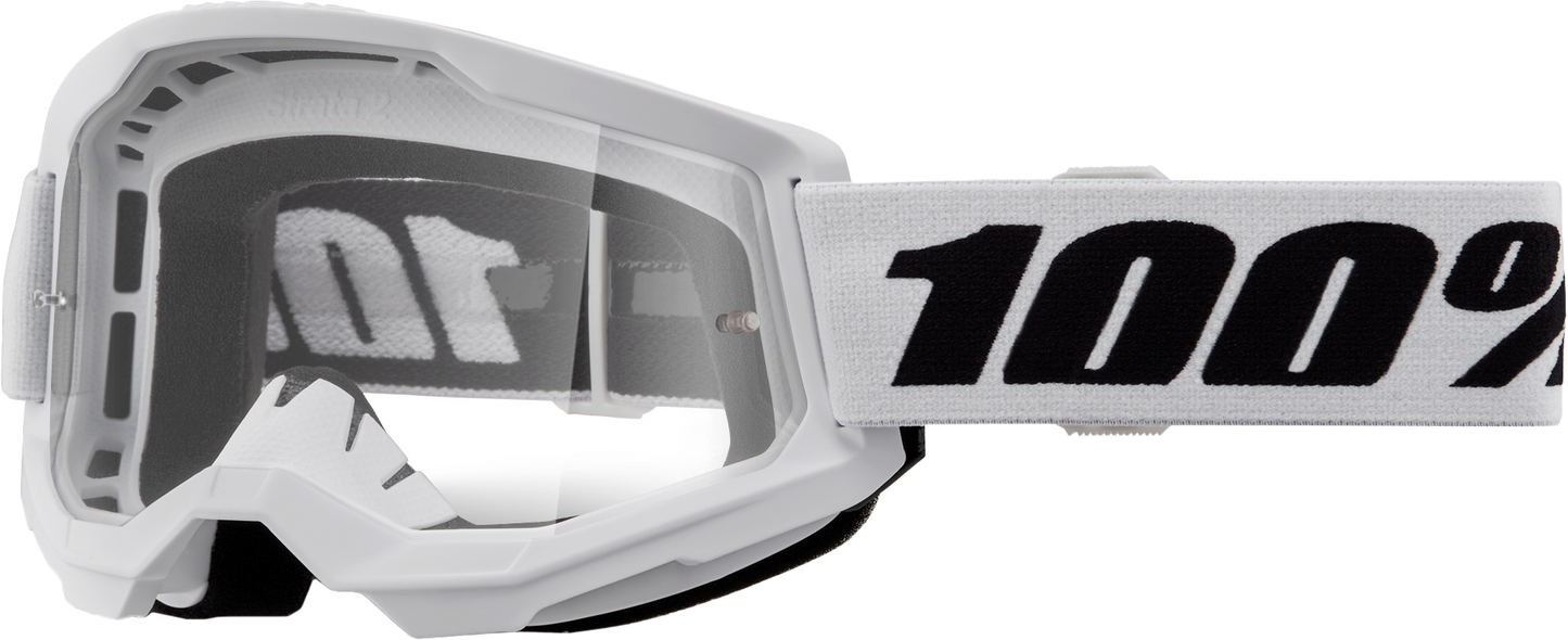 100-Percent Strata 2 Goggle White Clear Lens - Premium Performance Riding Eye Protection