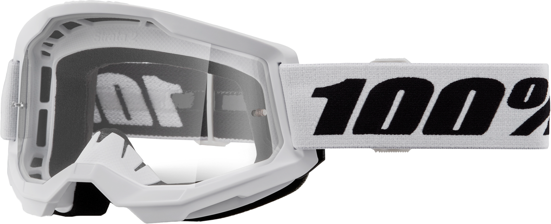 100-Percent Strata 2 Goggle White Clear Lens - Premium Performance Riding Eye Protection