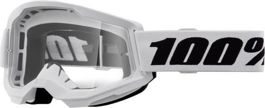 100-Percent Strata 2 Goggle White Clear Lens - Premium Performance Riding Eye Protection