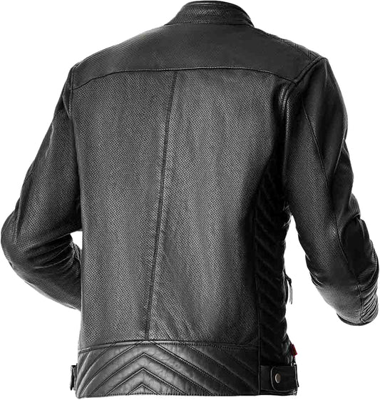 RST Roadster Air D3O Leather Motorcycle Jacket for Men - Black, Large