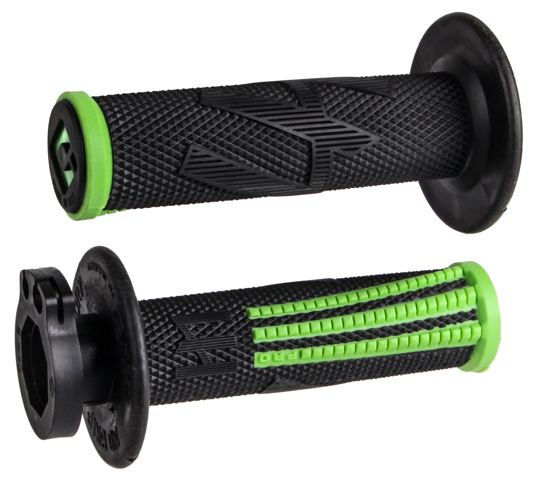 ODI Emig Pro V2 Lock-On Grip Black/Green - Signature MX Handlebars Grip for Motocross & Supercross