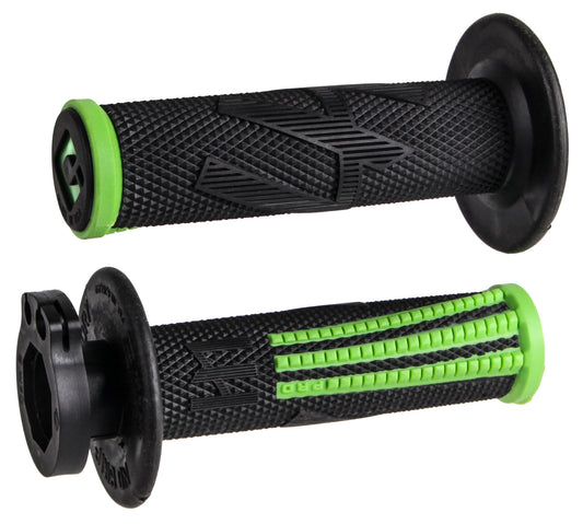 ODI Emig Pro V2 Lock-On Grip Black/Green - Signature MX Handlebars Grip for Motocross & Supercross