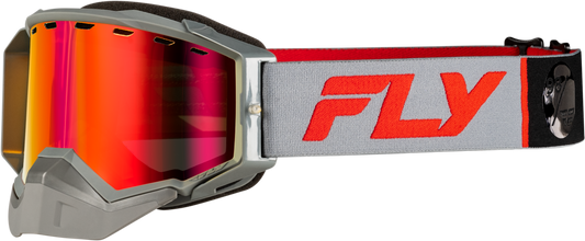 Fly Racing Zone Elite Snow Goggle Grey/Red with Red Mirrored and Amber Lens
